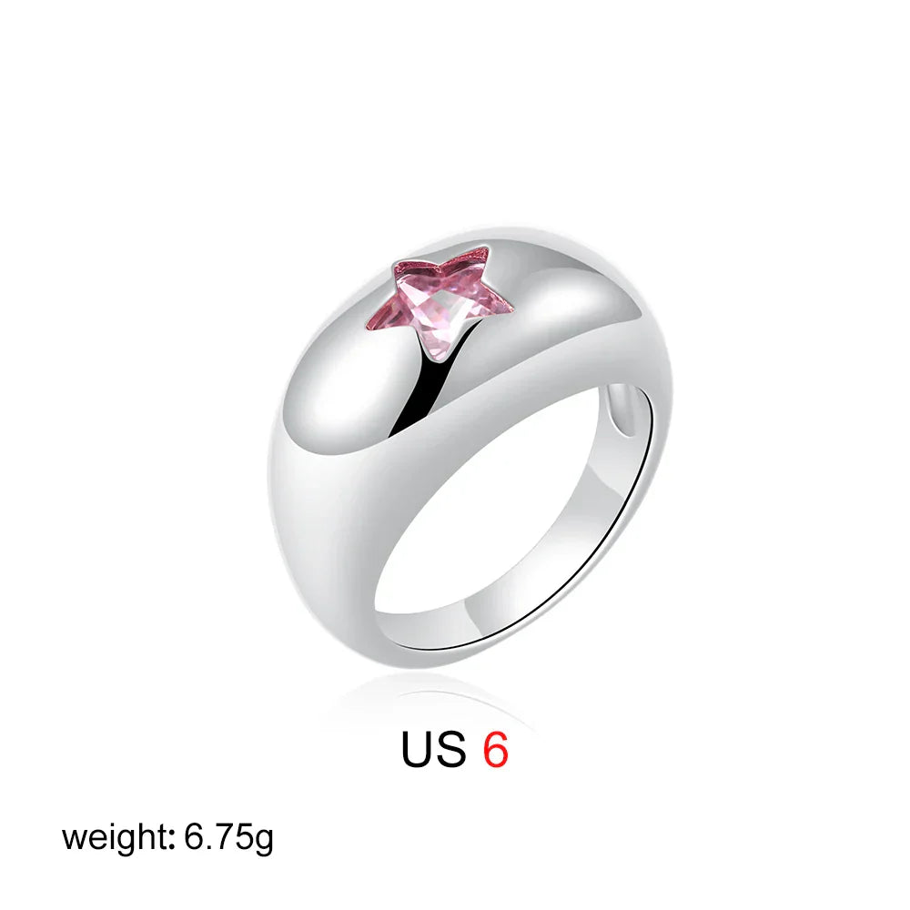 18K Gold Star Ring - Pink Zircon Glam