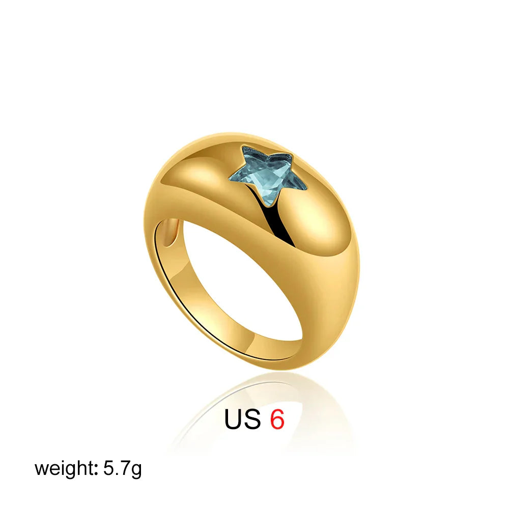 18K Gold Star Ring - Pink Zircon Glam