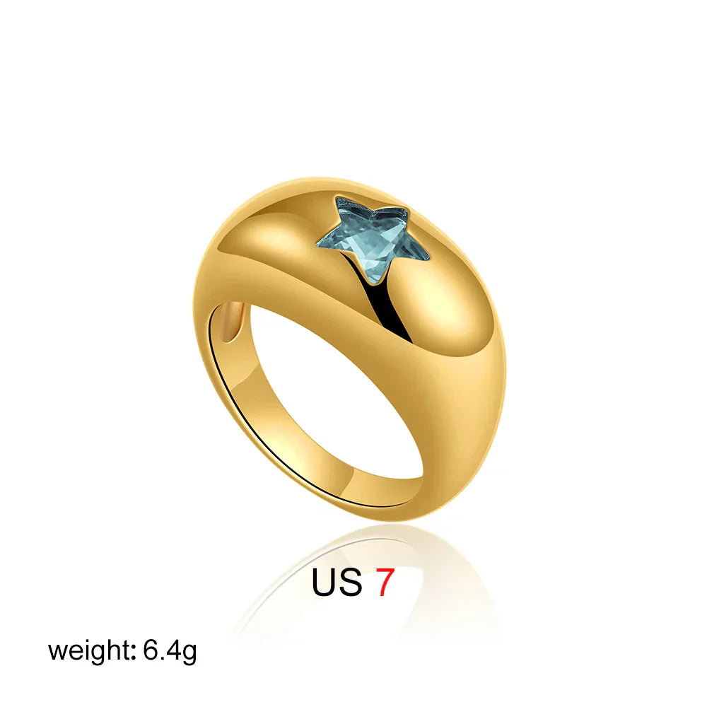 18K Gold Star Ring - Pink Zircon Glam