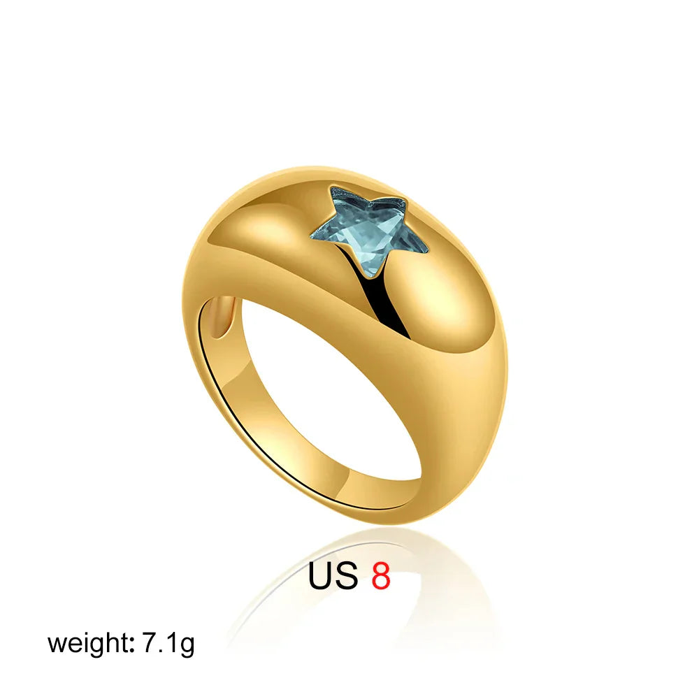 18K Gold Star Ring - Pink Zircon Glam