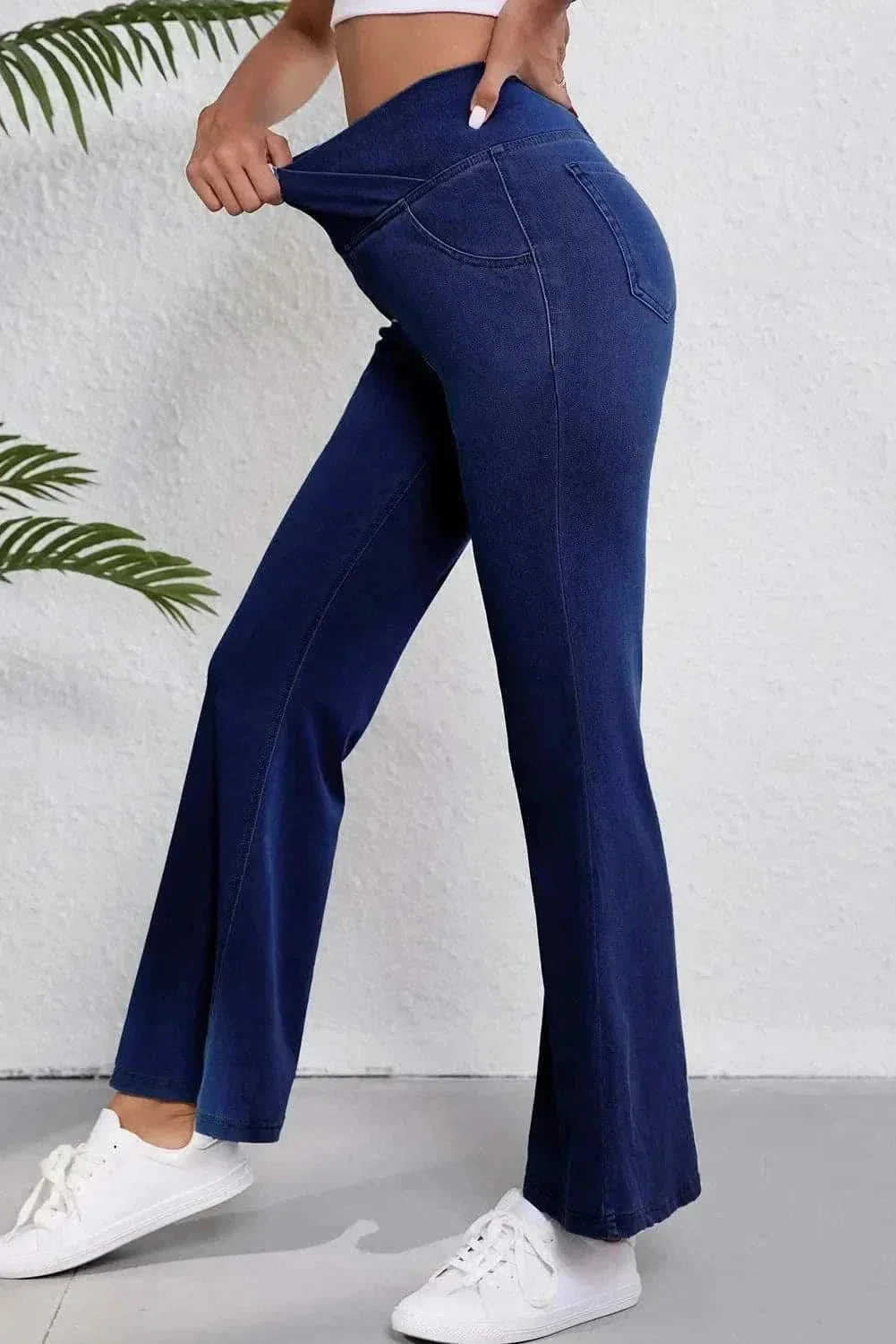 Asymmetric Waist Flare Jeans - LoveSalve by Trendsi
