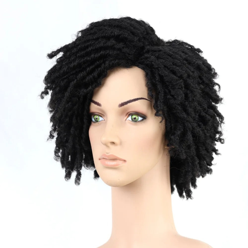 10" Short Dreadlock Wig | Afro Curly Twist | Faux Locs Braids | Heat Resistant | Black Women