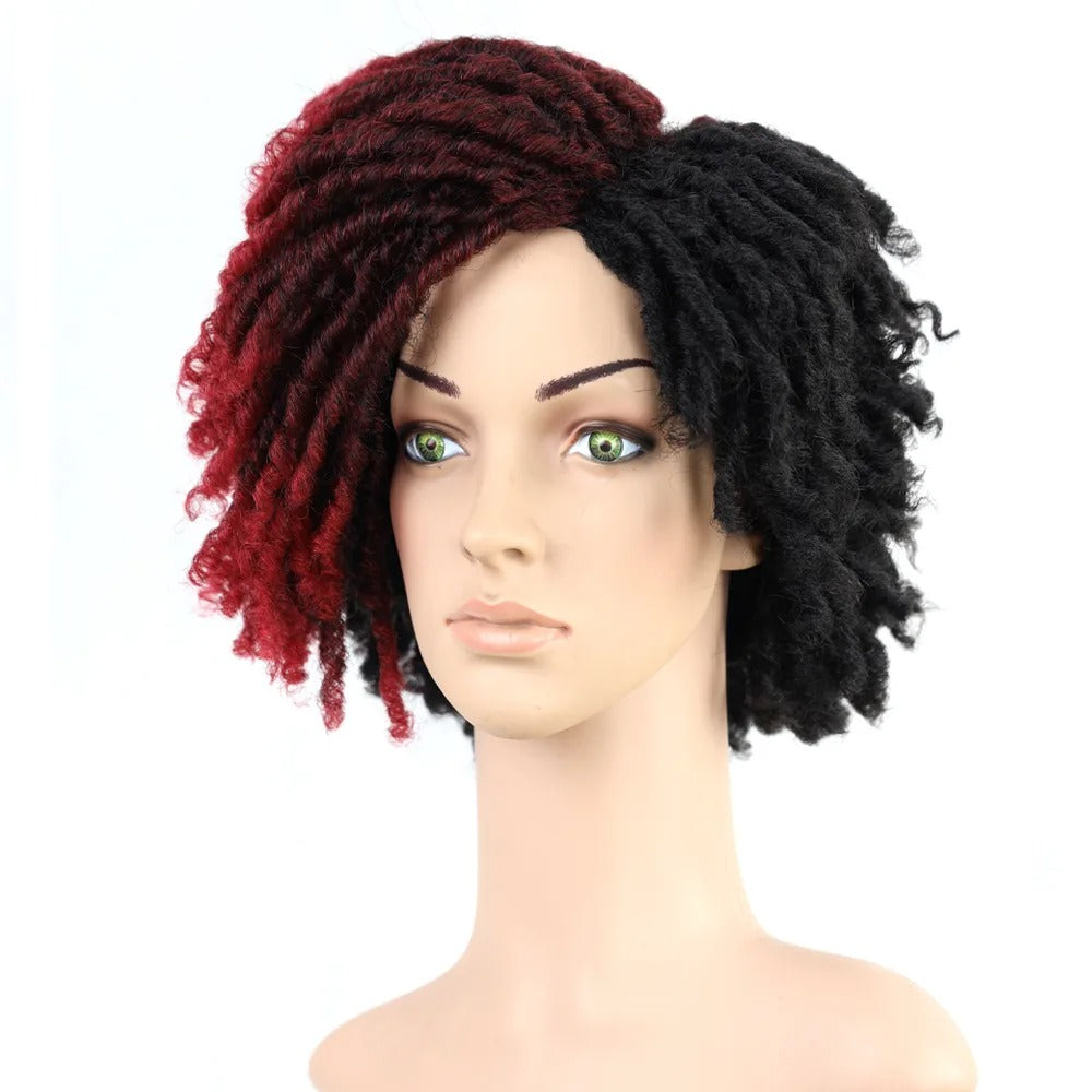 10" Short Dreadlock Wig | Afro Curly Twist | Faux Locs Braids | Heat Resistant | Black Women