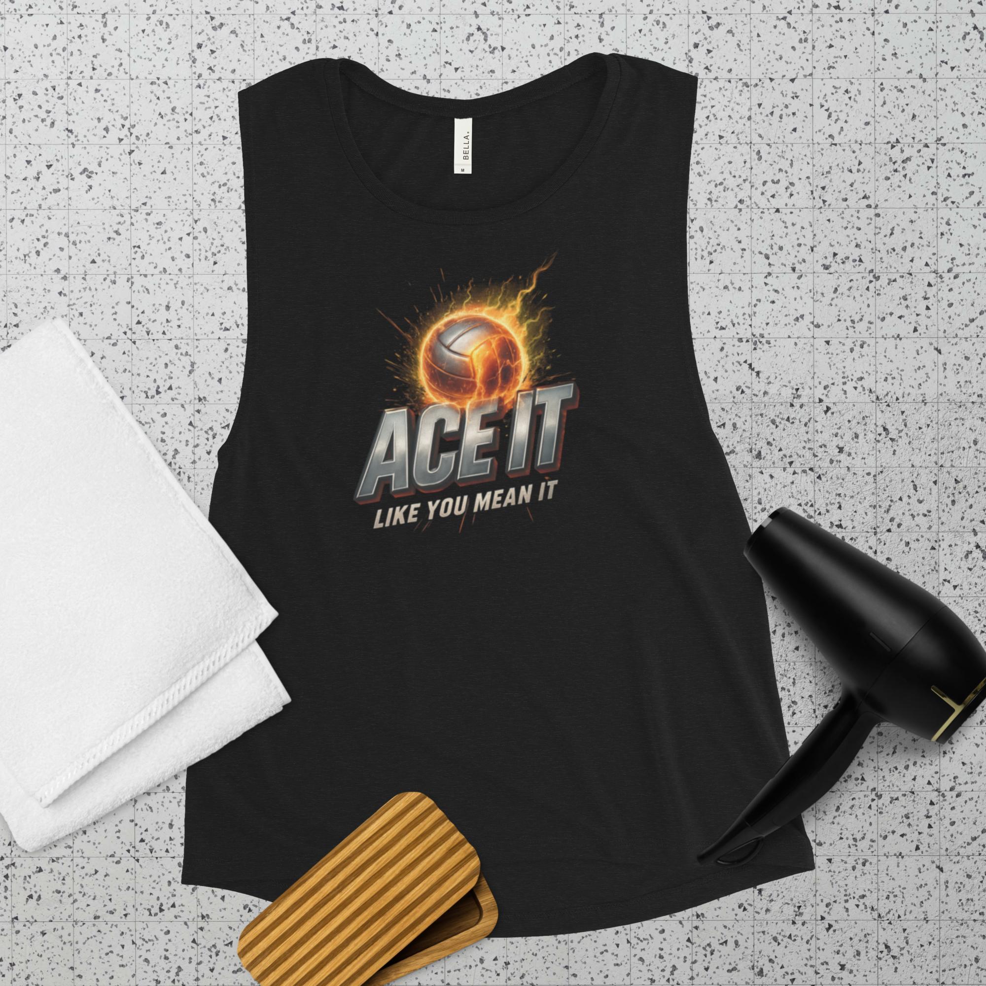Ace It Like You Mean It Ladies' Volleyball Muscle Tank