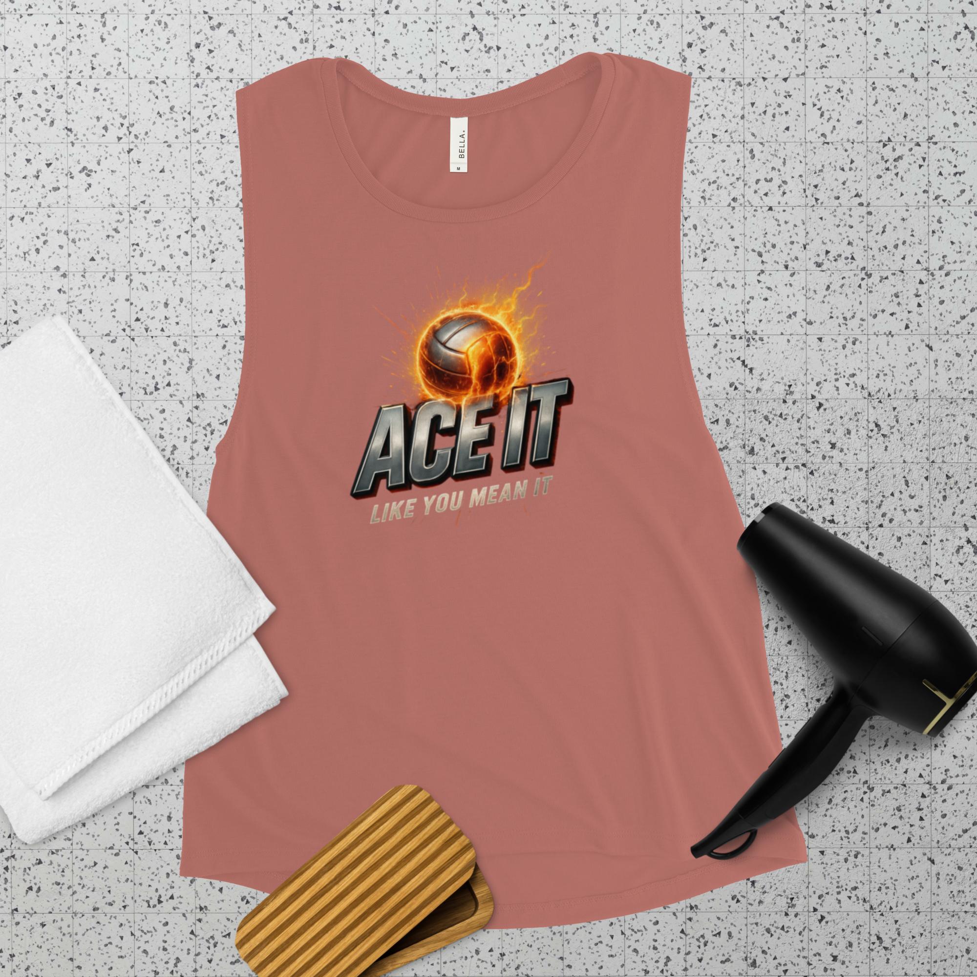 Ace It Like You Mean It Ladies' Volleyball Muscle Tank