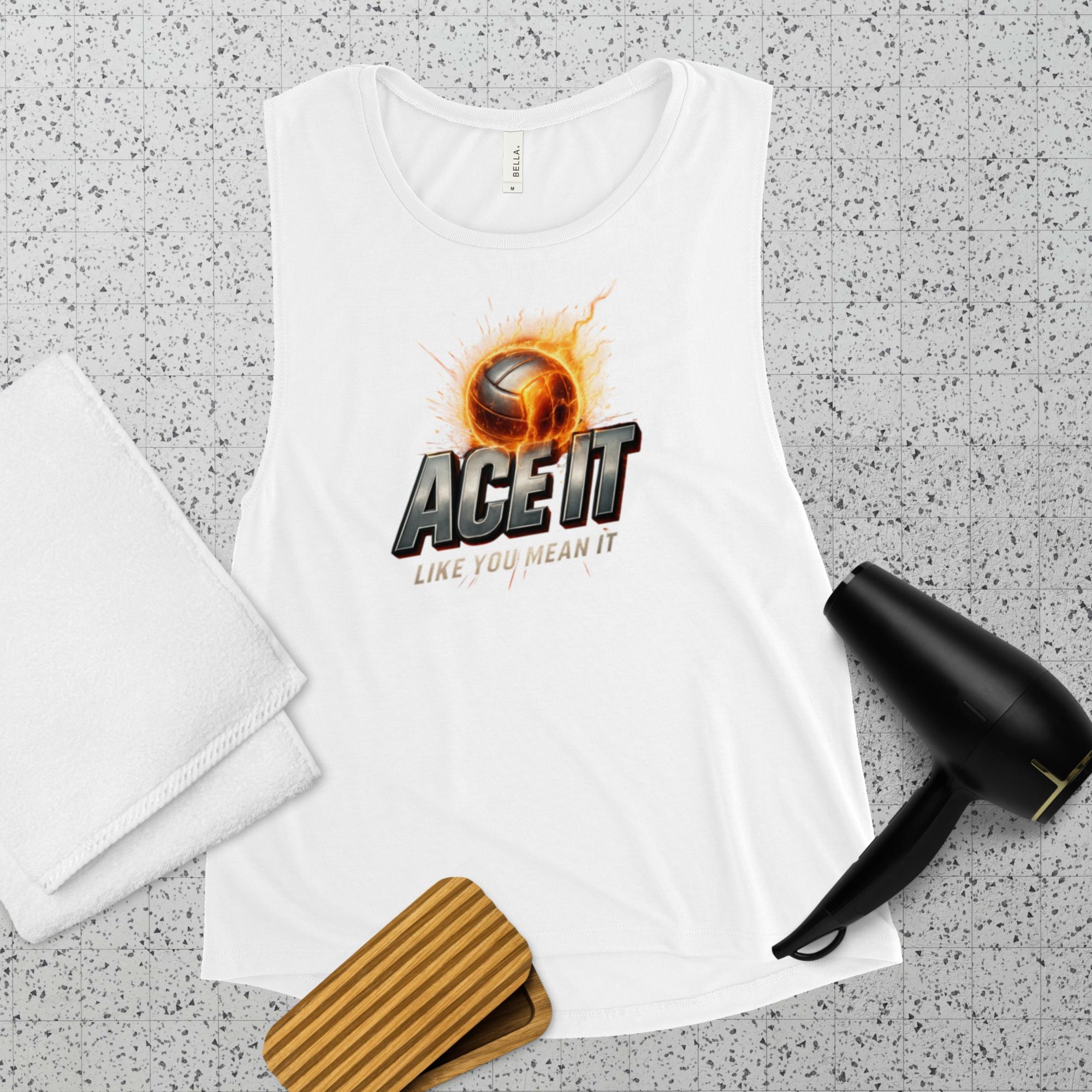 Ace It Like You Mean It Ladies' Volleyball Muscle Tank