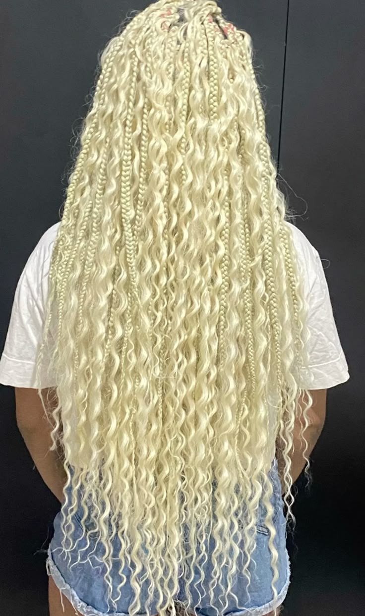 613 Blonde Boho Box Braids Wig | Human Hair | 300 Density | Full Lace | Curly Ends