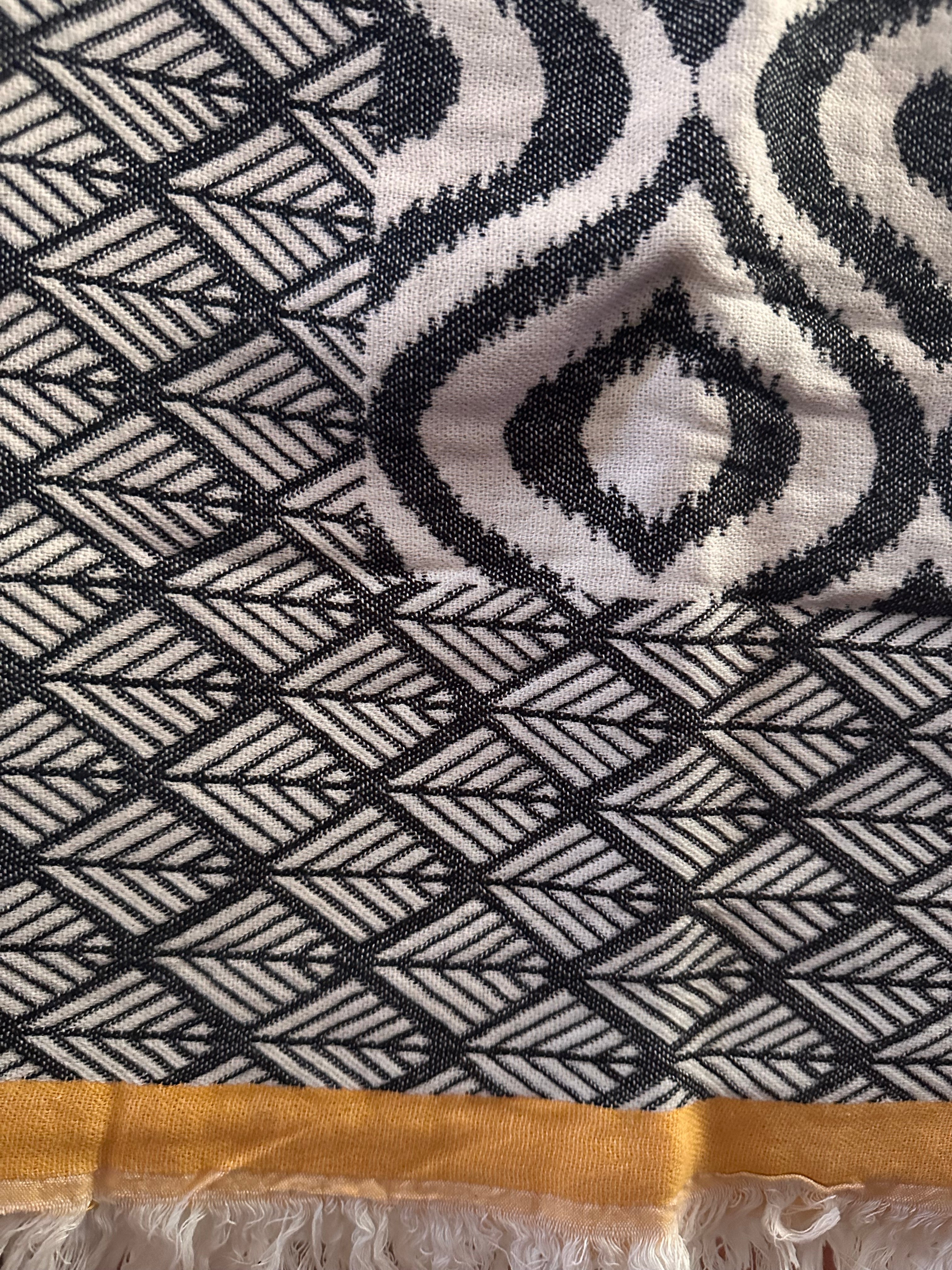 Basiclayersca Ikat Yellow Turkish Throw Blanket 100 Percent